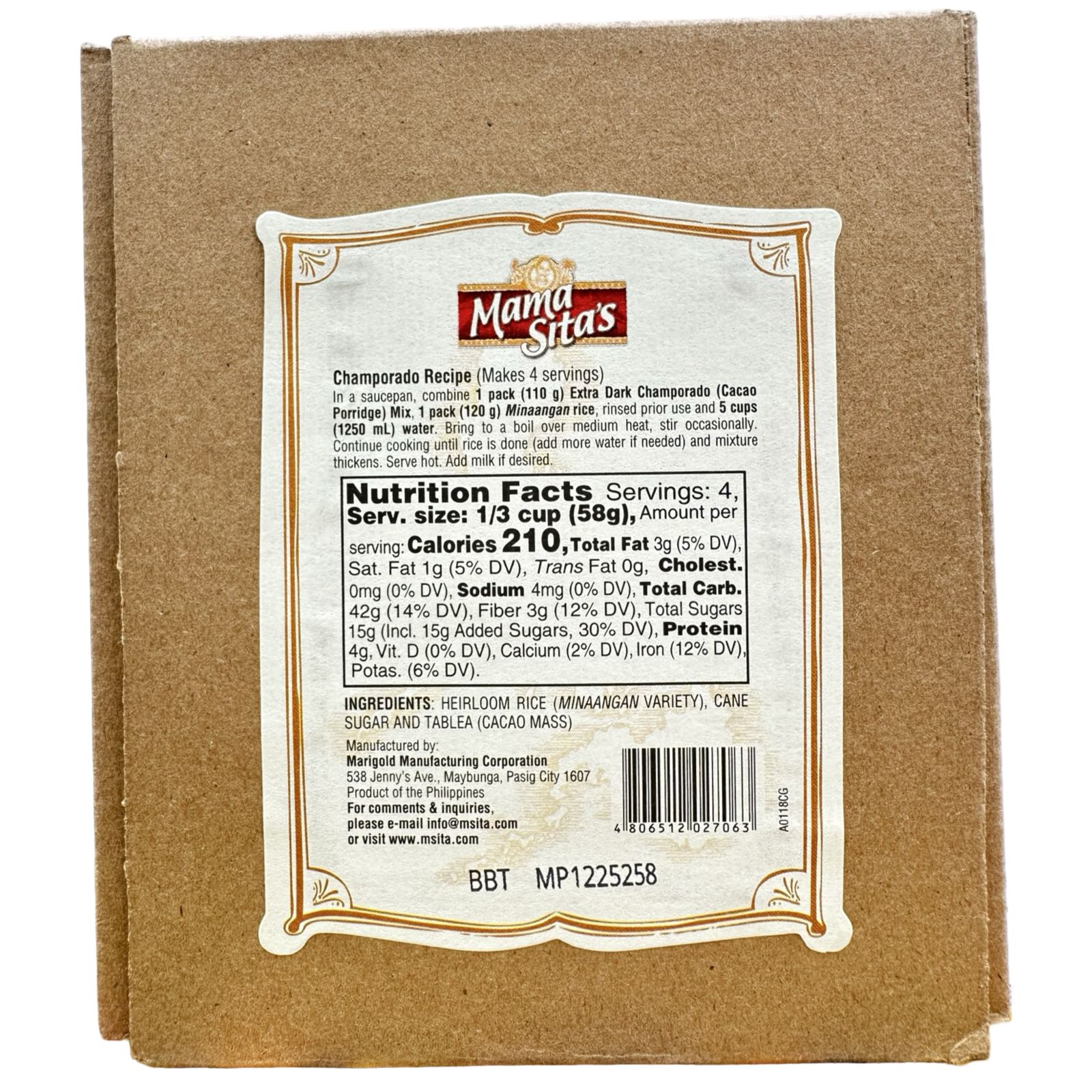 Mama Sita's - Heirloom Champorado - Minaangan - 230 G