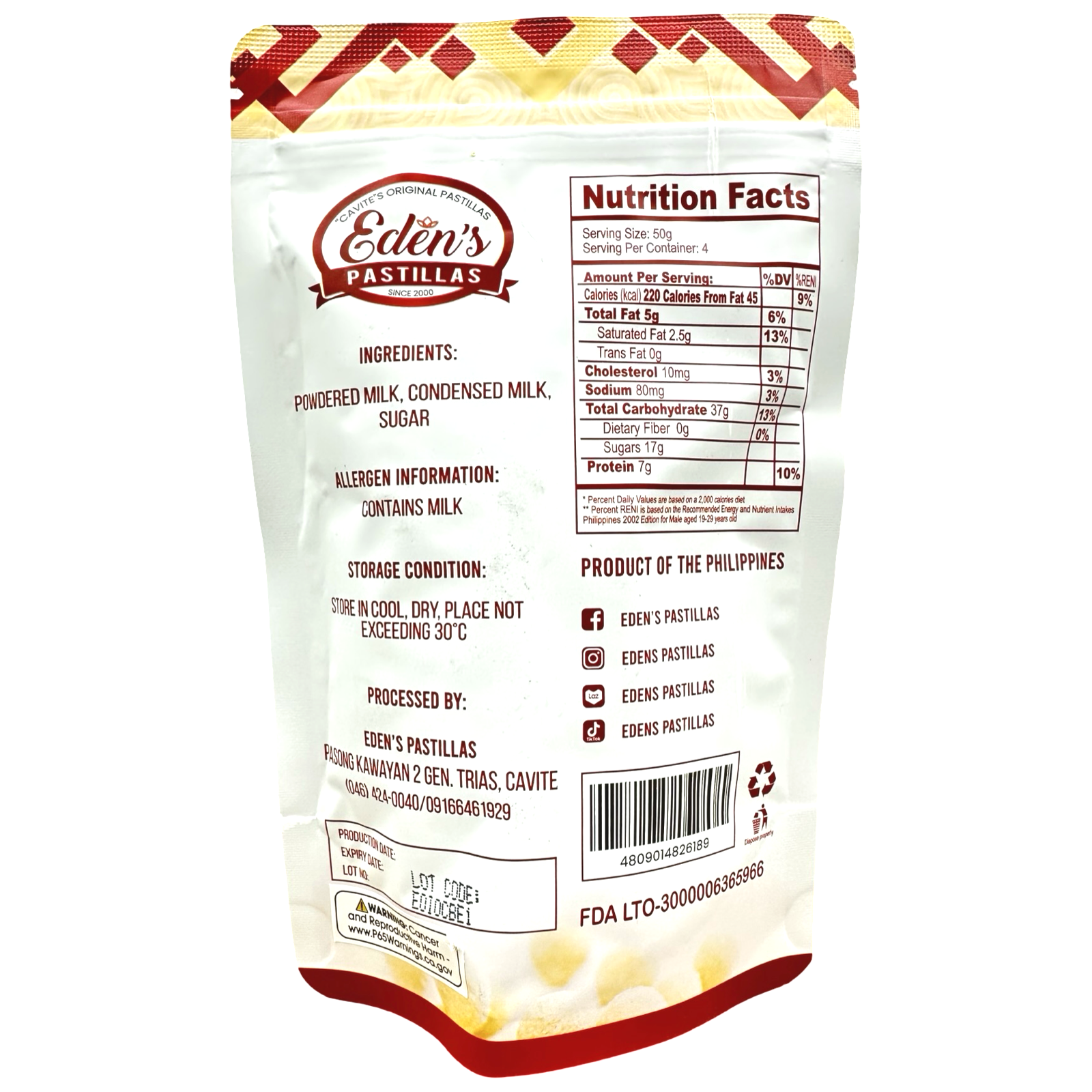 Eden - Pastillas - Classic - 200 G