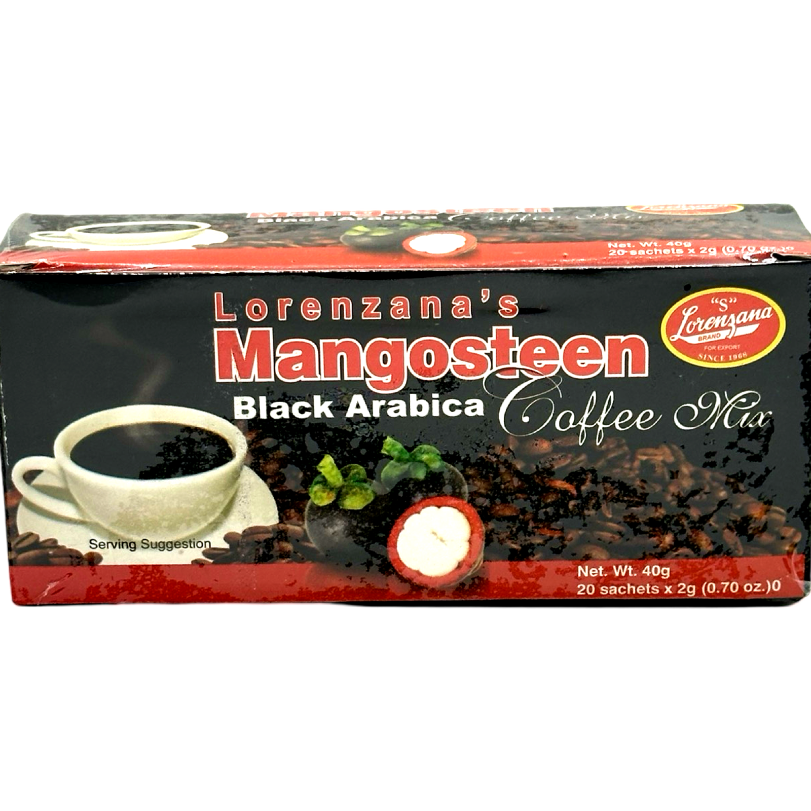 Lorenzana - Mangosteen - Black Arabic Coffee Mix - 20 Sachets x 2 G (40 G)