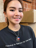 Philippine Flag "LOVE" Letter Pendant Necklace Jewelry - High Quality Zinc Alloy - 36x29.5 mm - 35 G