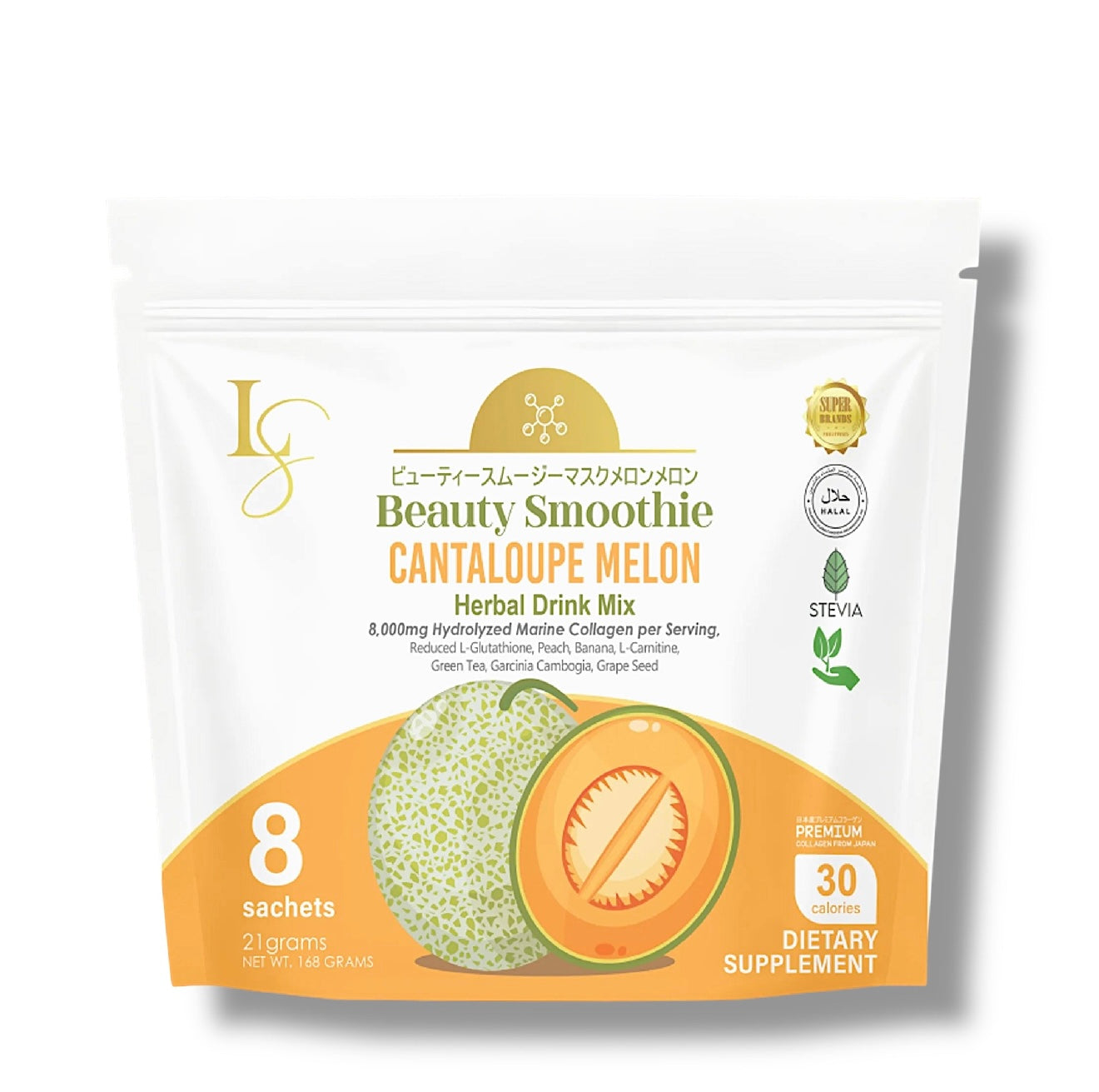 Luxe  Beauty Smoothie Cantaloupe Melon - Premium Collagen from Japan 8 x 21g