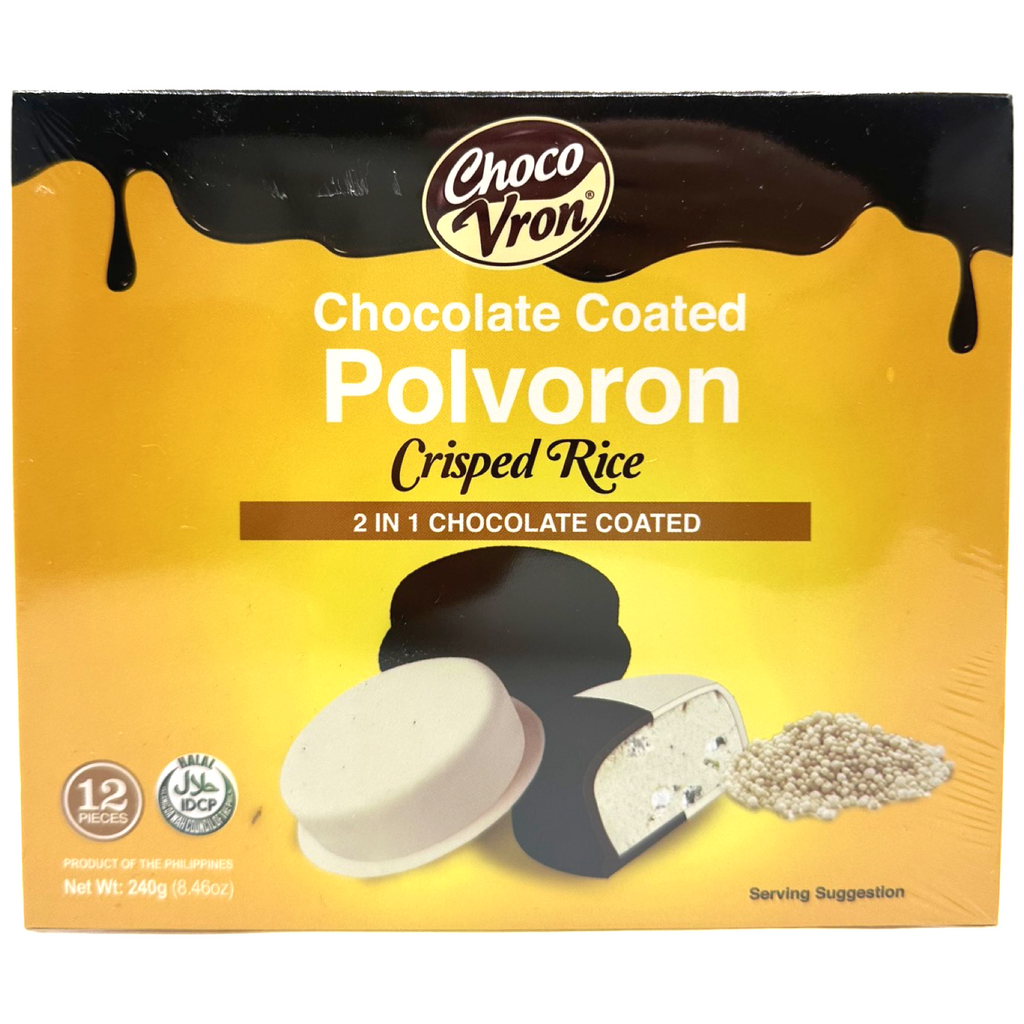 ChocoVron - Chocolate Coated Polvoron - Crisped Rice (Pinipig) - Choco, White, 2 in 1 Coated - 12 Pieces - 240 G