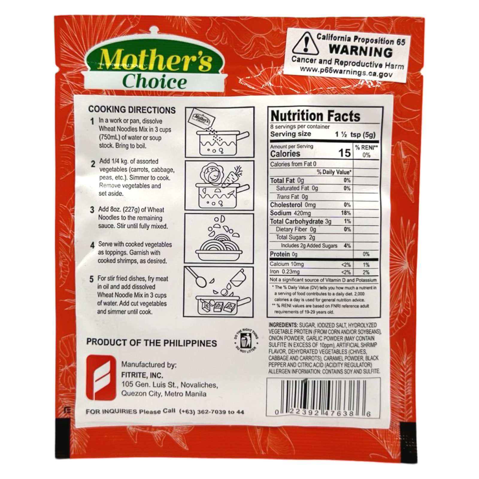 Mother's Choice - Wheat Noodles Sauce Mix - Pancit Canton / Chopsuey - 1.4 OZ