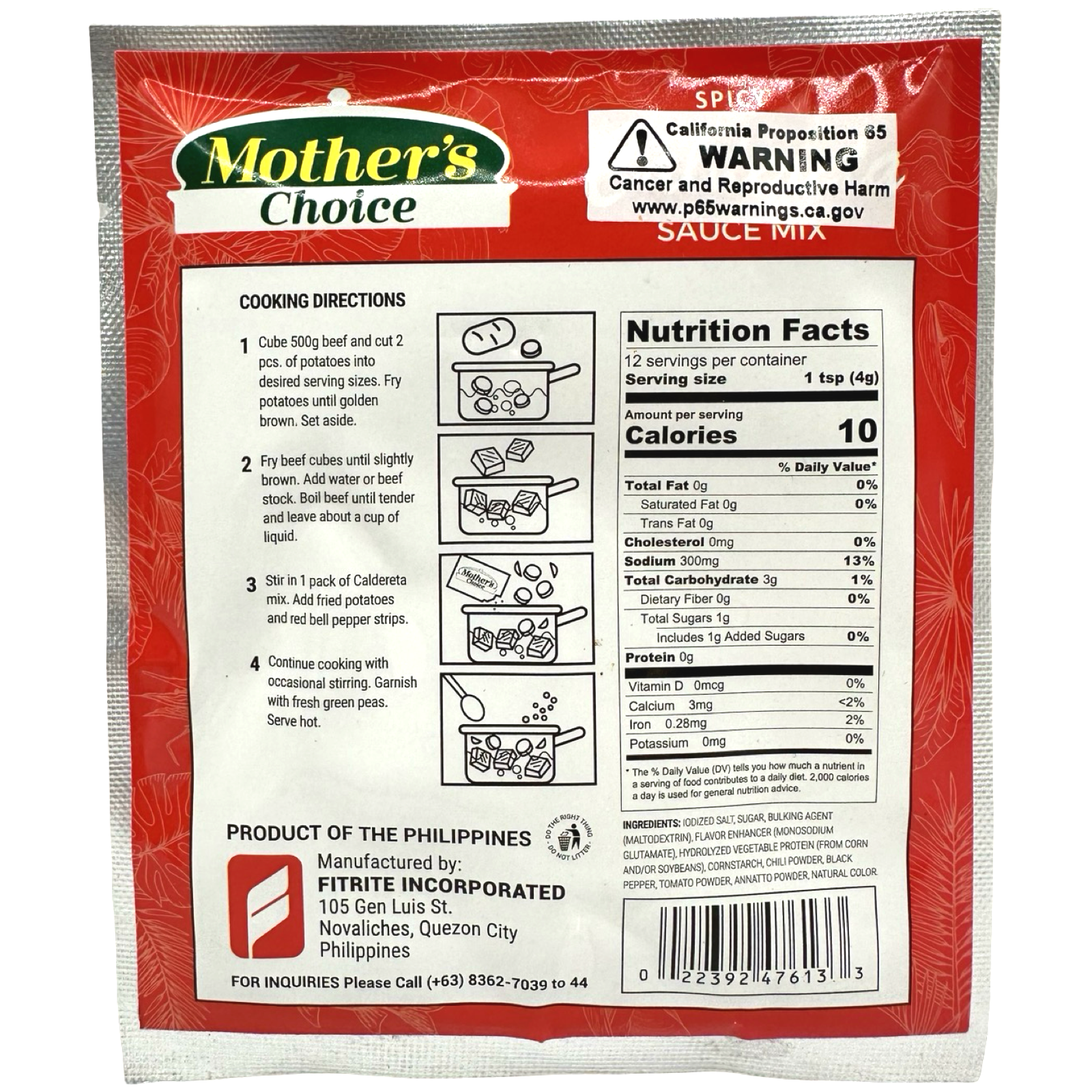 Mother's Choice - Spicy Stew Mix - Caldereta - 1.76 OZ