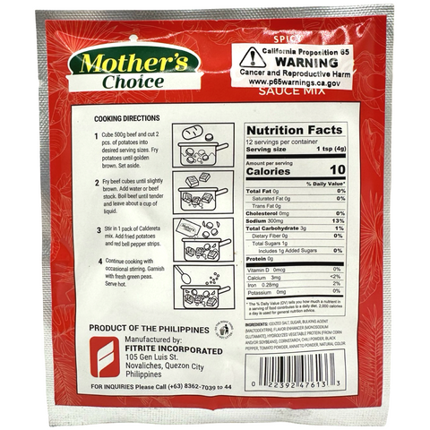 Mother's Choice - Spicy Stew Mix - Caldereta - 1.76 OZ