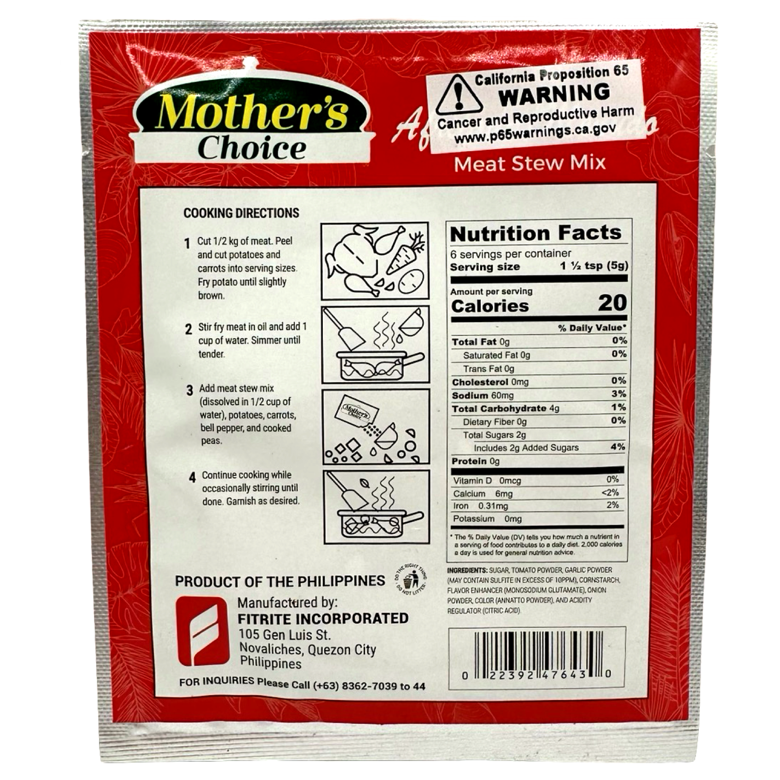 Mother's Choice - Meat Stew Mix - Afritada / Menudo - 1.05 OZ