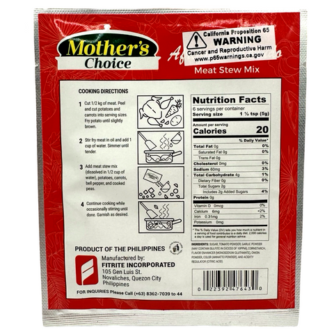 Mother's Choice - Meat Stew Mix - Afritada / Menudo - 1.05 OZ