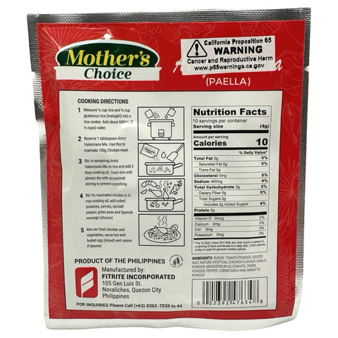 Mother's Choice - Arroz Ala Valenziana Mix - Spanish Chicken Rice Mix - Paella - 1.4 OZ