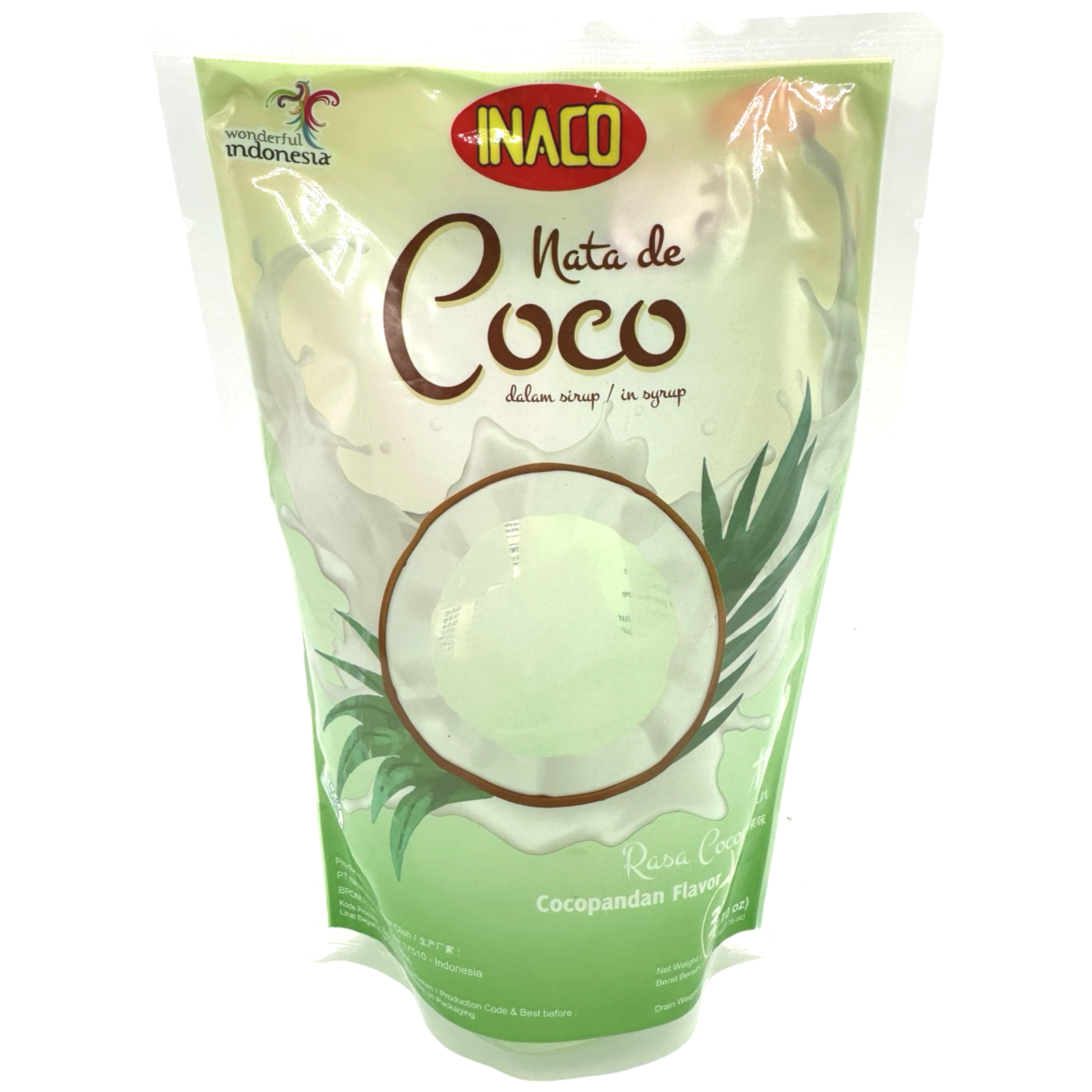 Inaco - Nata De Coco in Syrup - Coconut Gel - Coco Pandan Flavor Mix - 12.7 OZ