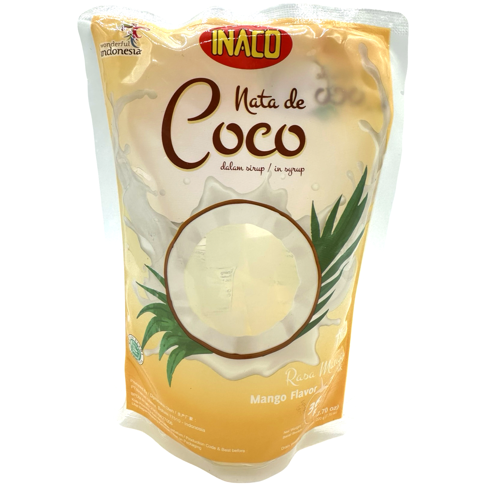 Inaco - Nata De Coco in Syrup - Coconut Gel - Mango Flavor Mix - 12.7 OZ