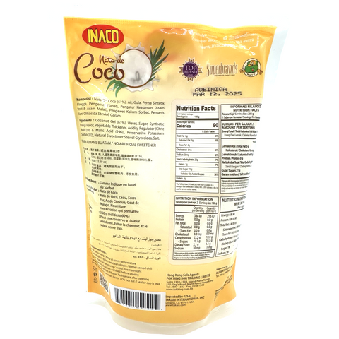 Inaco - Nata De Coco in Syrup - Coconut Gel - Mango Flavor Mix - 12.7 OZ