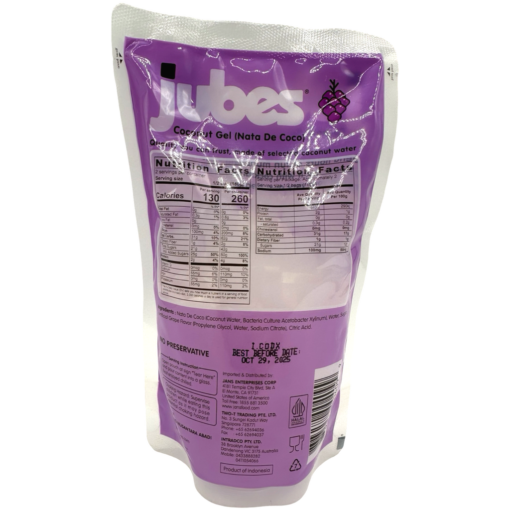 Jubes - Coconut Gel (Nata De Coco) - Grape - 360 G