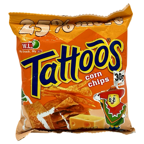 W.L. Foods - Tattoos Corn Chips - Cheese Flavor - 30 G