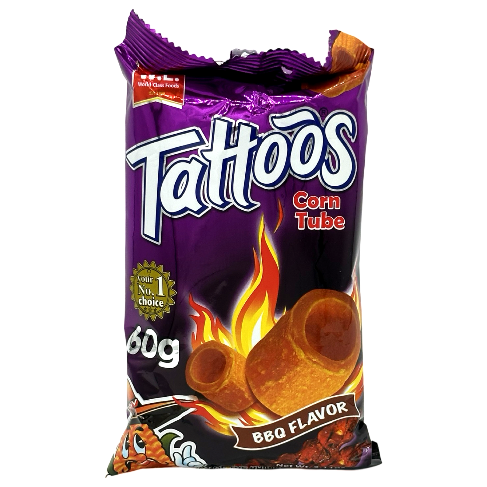 W.L. Foods - Tattoos Corn Tube - BBQ Flavor - 60 G