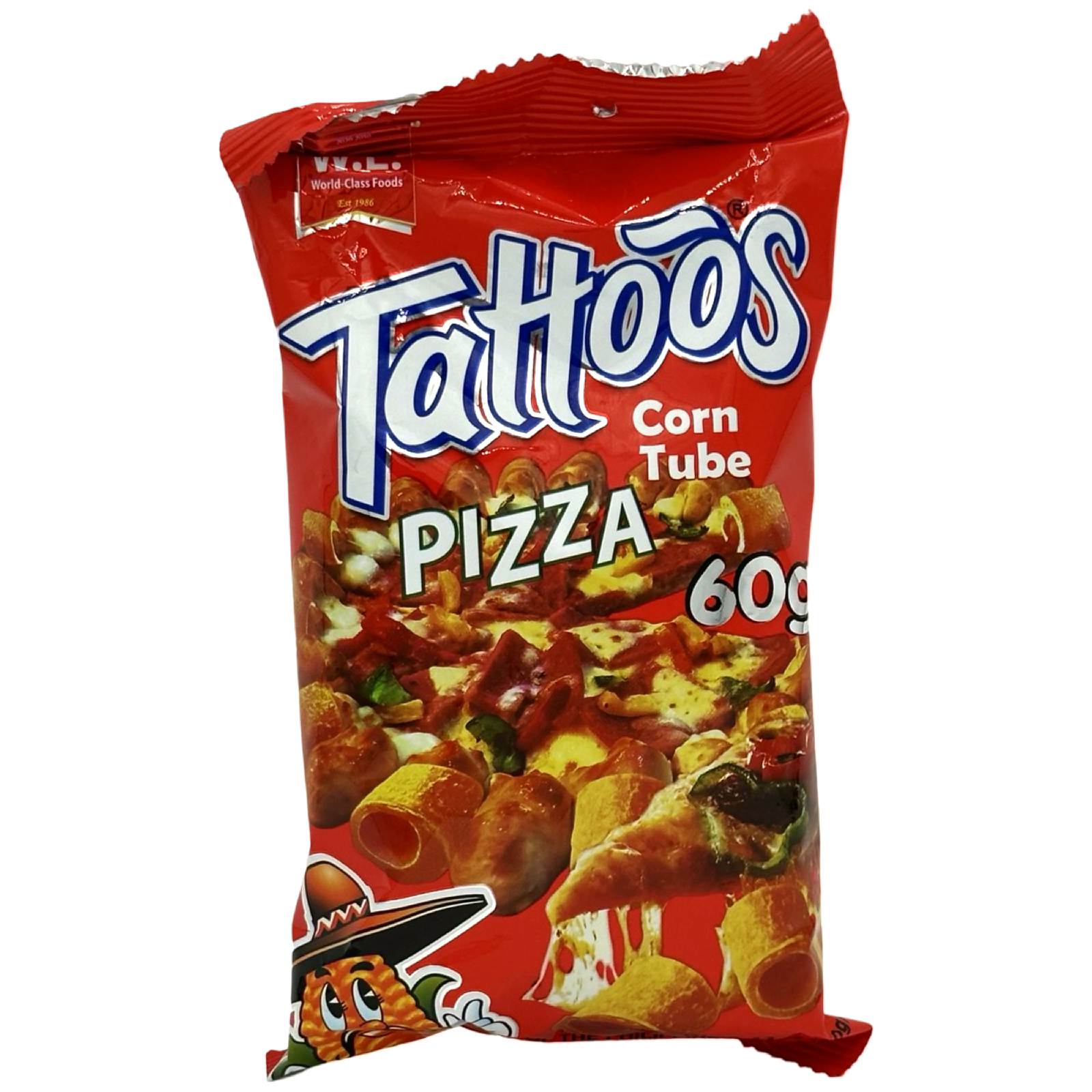 W.L. Foods - Tattoos Corn Tube - Pizza - 60 G