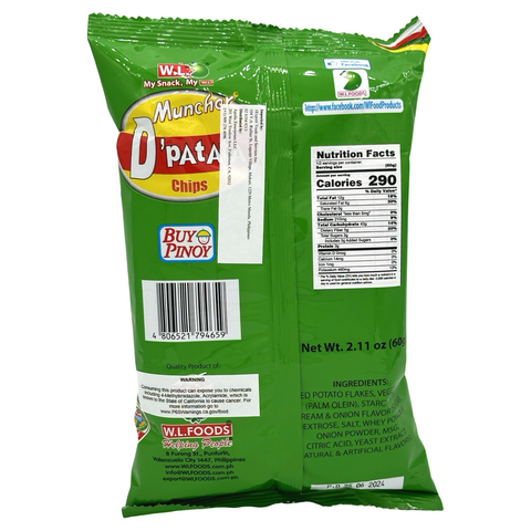 W.L. Foods - Muncher D' Patata - Sour Cream & Onion - 60 G