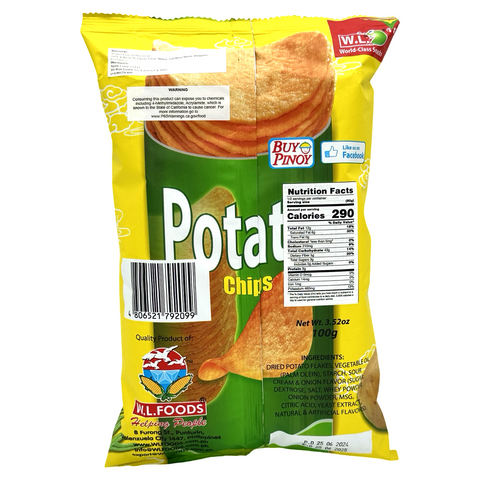 W.L. Foods - Muncher Potato Chips - Sour Cream & Onion - 100 G