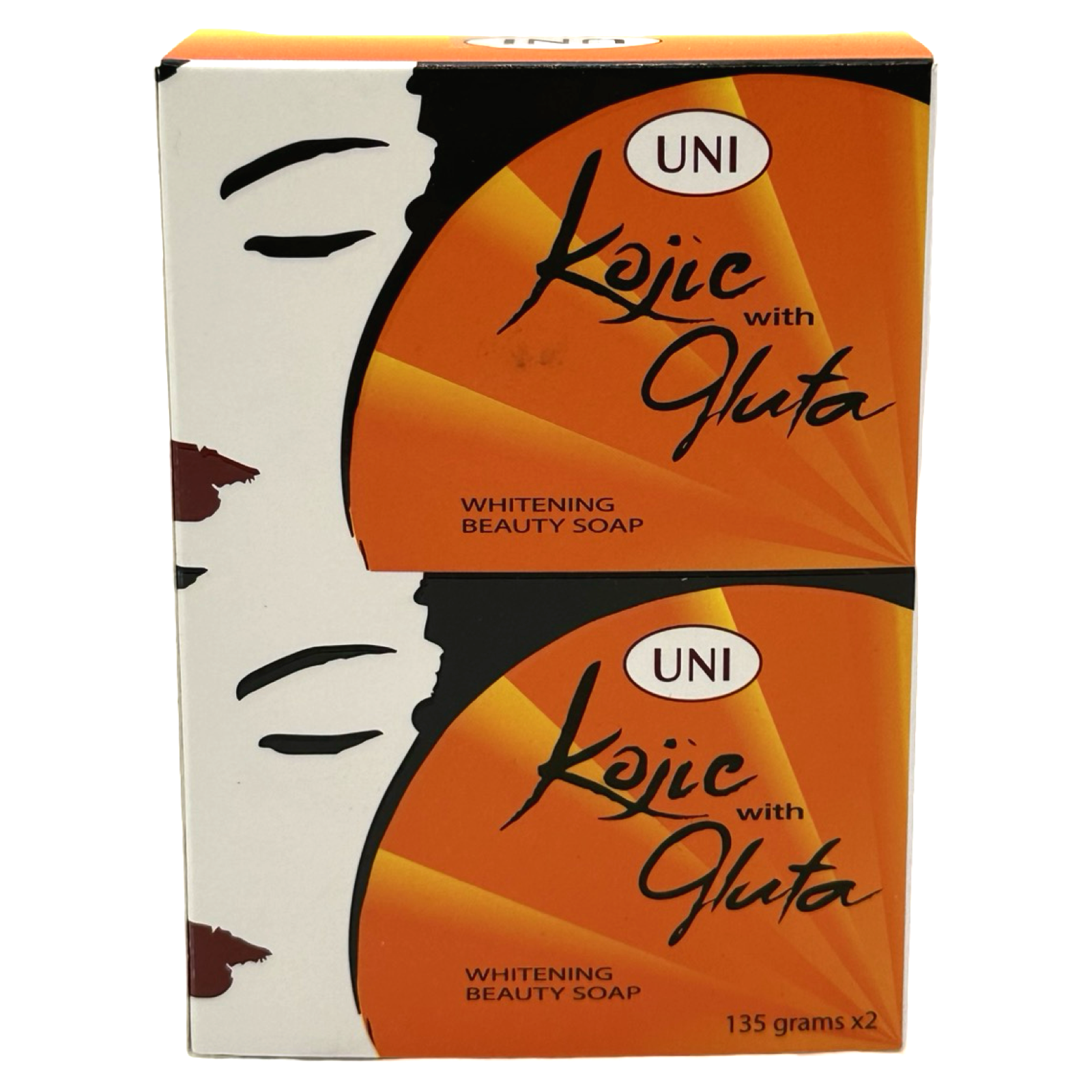 UNI - KOJIC with GLUTA - Beauty Soap (Orange) x 2 = 270 G