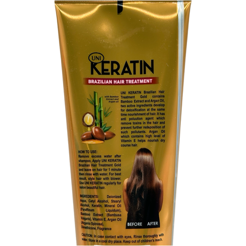 UNI - Keratin Brazilian Hair Treatment - Complete Detox and Nourish (GOLD) - 200 G