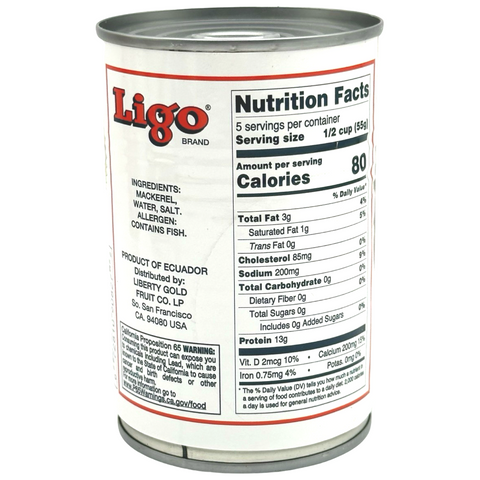 Ligo -  Mackerel in Water with Salt - 15 OZ (BIG)