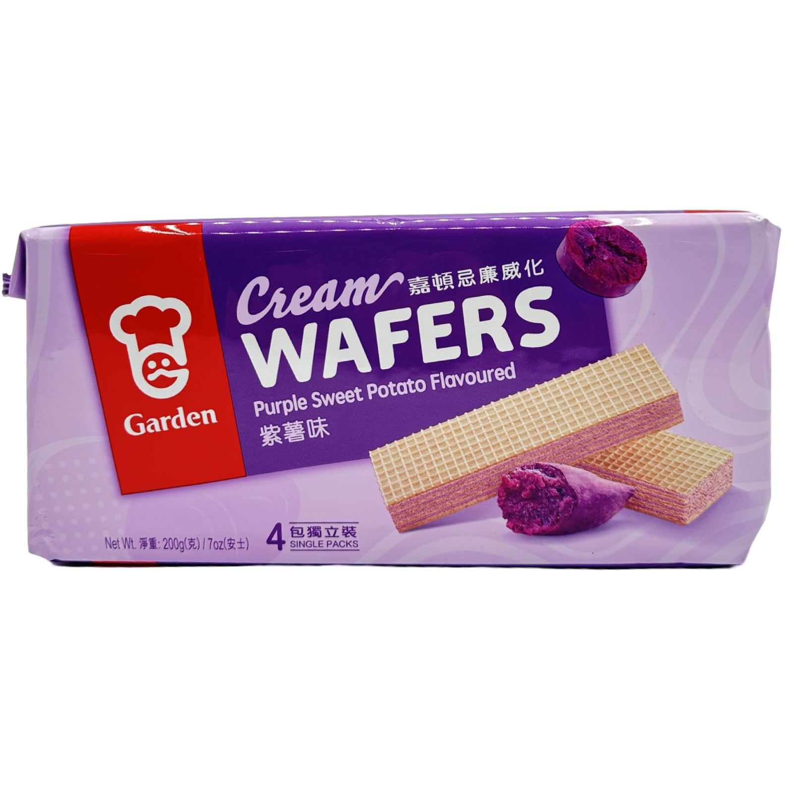 Garden - Cream Wafers - UBE - Purple Sweet Potato Flavoured - 4 Single Pack - 200 G