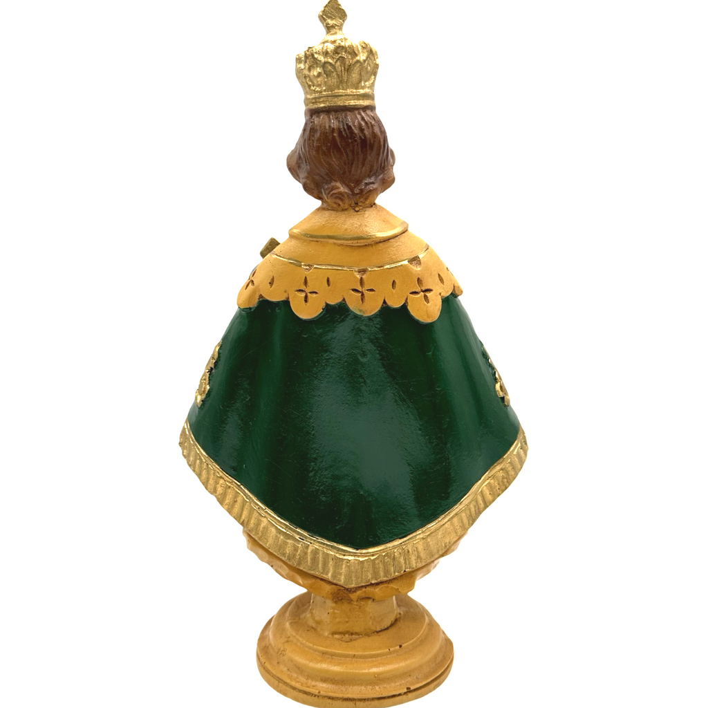 Sto. Niño Praga 8" Religious Statue Figurine - Philippine Handicrafts - Green - 12.5 inches x 7 inches