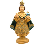 Sto. Niño Praga 6" Religious Statue Figurine - Philippine Handicrafts - Green - 10.5 inches x 6 inches