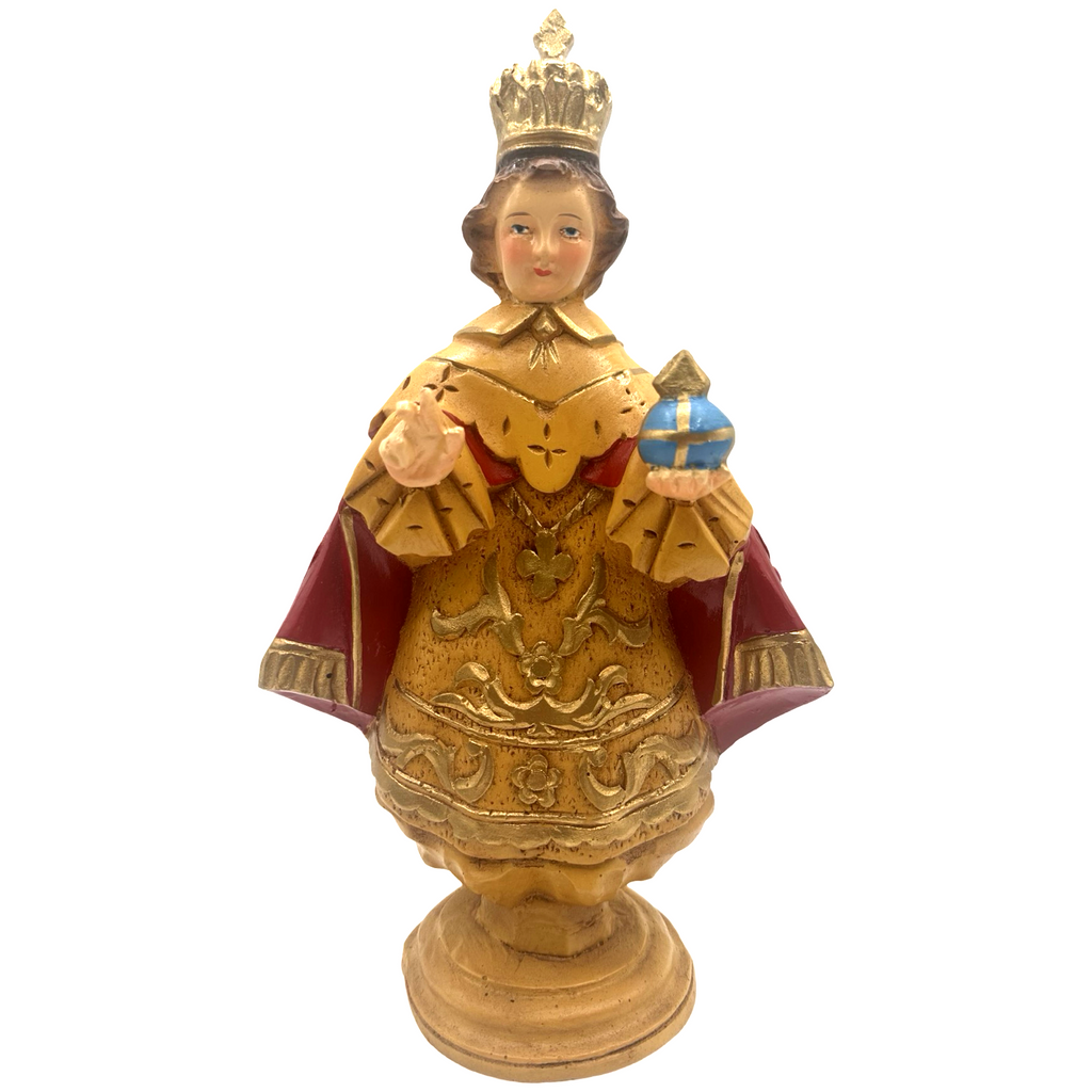 Sto. Niño Praga 8" Religious Statue Figurine - Philippine Handicrafts - Red- 12.5 inches x 7 inches