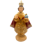 Sto. Niño Praga 8" Religious Statue Figurine - Philippine Handicrafts - Red- 12.5 inches x 7 inches