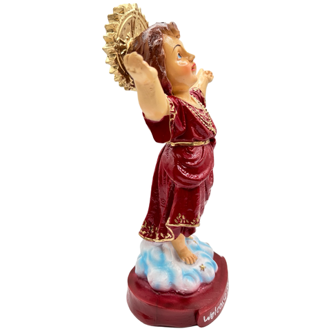 Welcome Sto. Niño Religious Statue Figurine - Philippine Handicrafts - RED - 12 inches x 7.5 inches