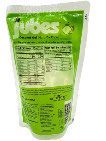 Jubes - Coconut Gel (Nata De Coco) - Original Pandan - 360 G