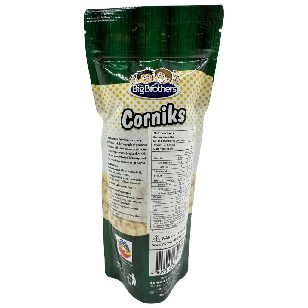 Big Brothers - Corniks - Made from Real White Corn - with Garlic Chips - 90 G