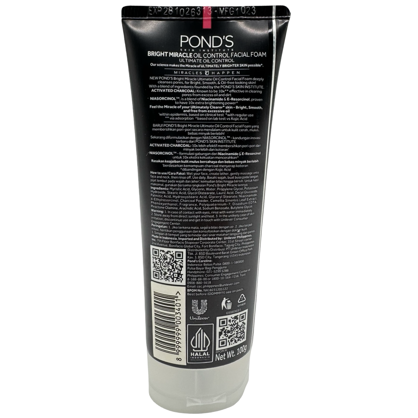 Pond's - Bright Miracle - Activated Charcoal - Ultimate Oil Control - Facial Foam - 100 G