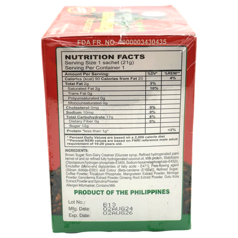 Lorenzana - Mangosteen Malunggay Coffee Mix 12 Sachets x 21 G (210 G)