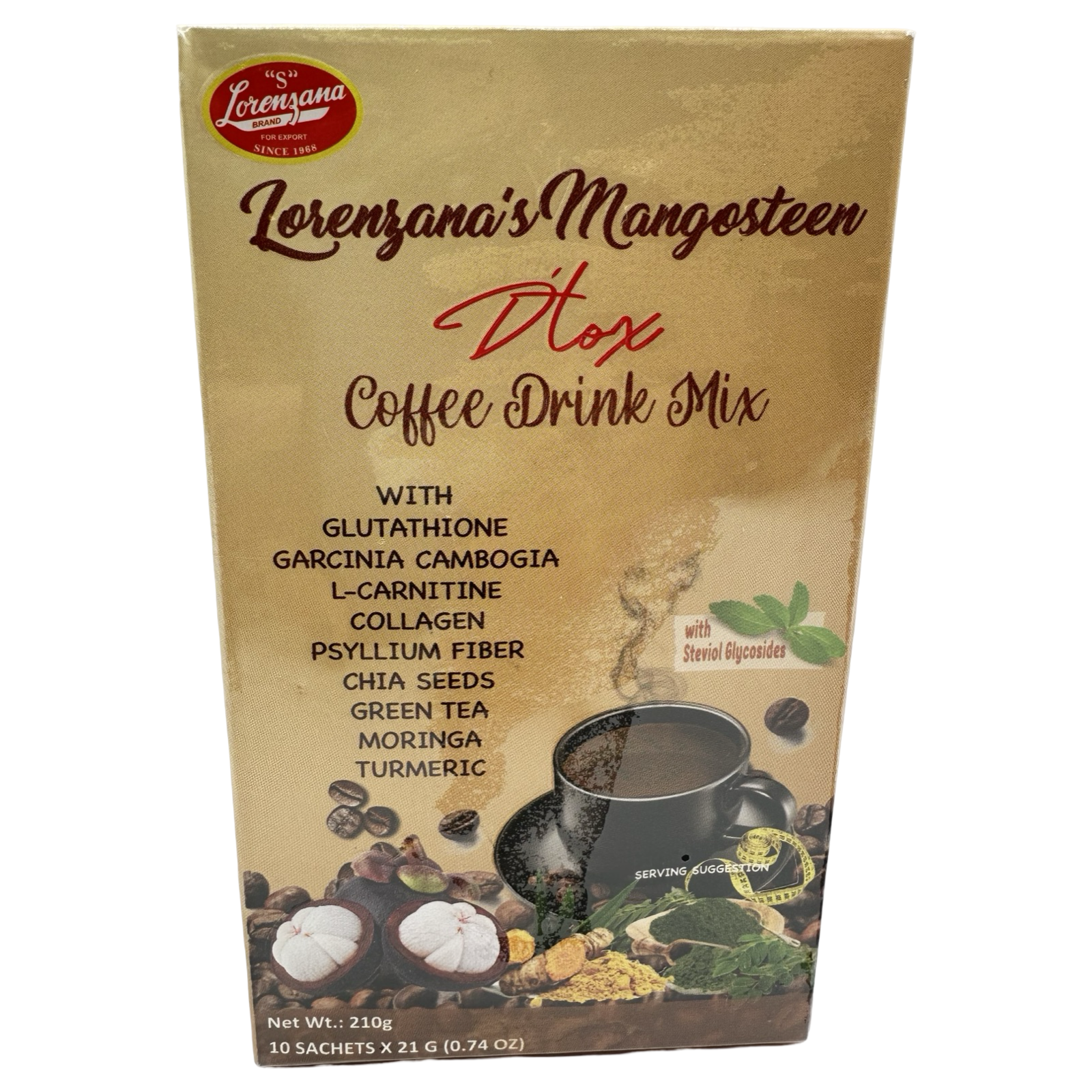 Lorenzana - Mangosteen - Detox Coffee Drink Mix - 10 Sachets x 21 G - 210 G