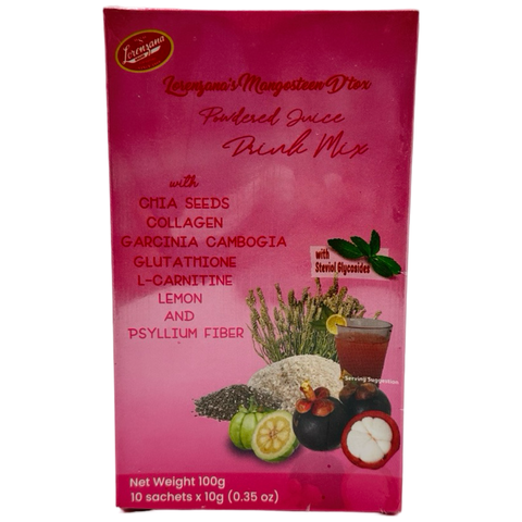 Lorenzana - Mangosteen Dtox Powdered Juice Drink Mix - 10 Sachets x 10 G - 100 G