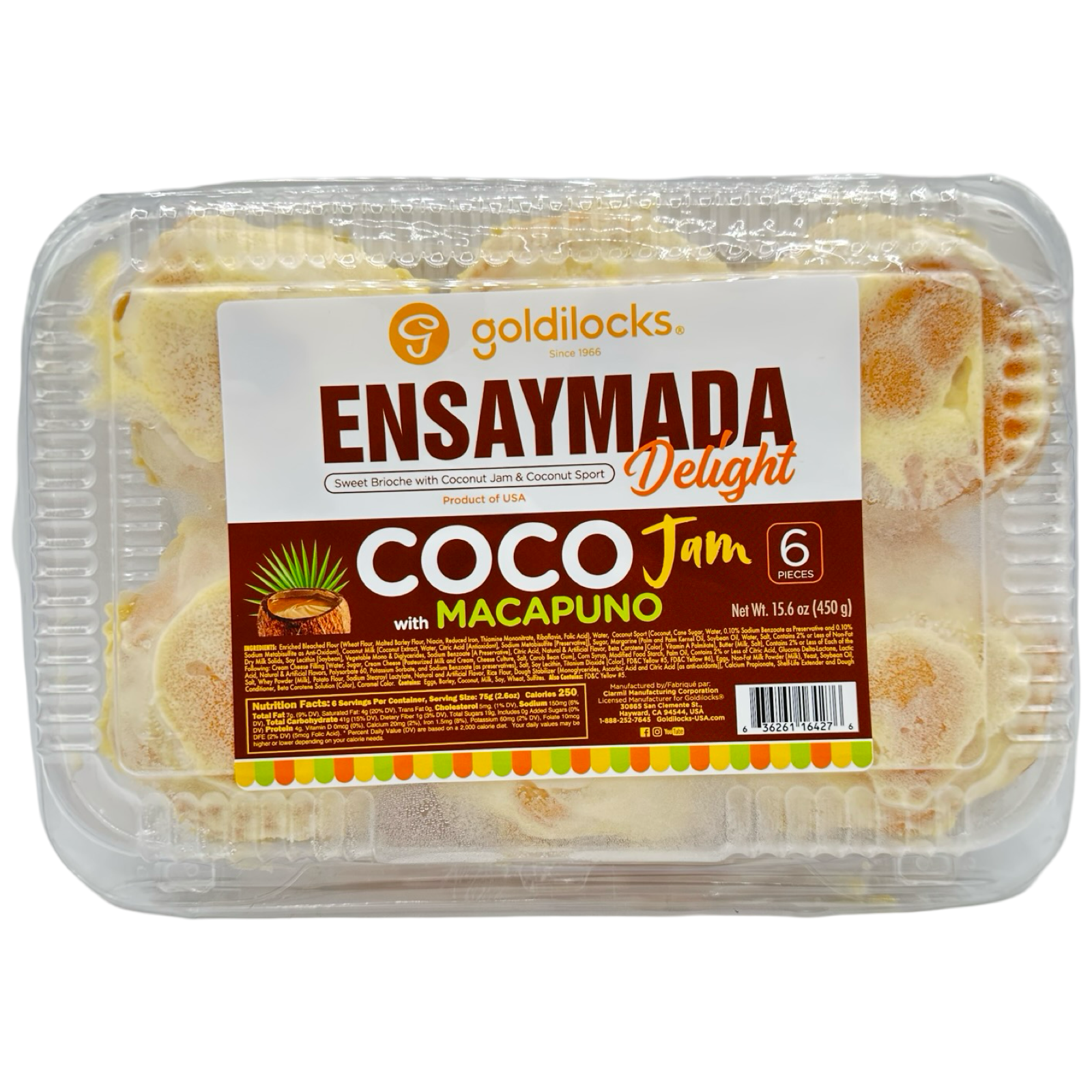 Goldilocks - Ensaymada Delight - Coco Jam with Macapuno - 6 Pack - 15.6 OZ