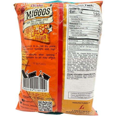 Oishi - Miggos - Nacho Cheese Flavor - 105 G