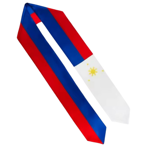 Philippine Flag Color Graduation Sash - 100% Satin Polyester - 13 x 180 CM