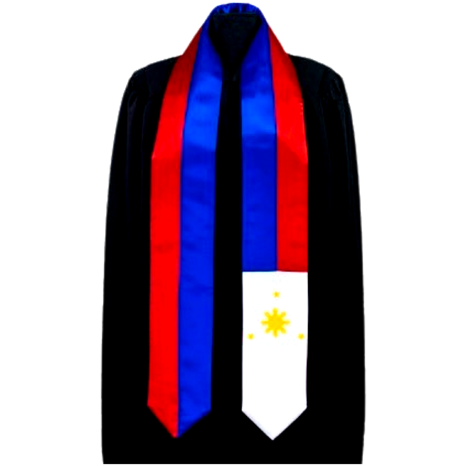 Philippine Flag Color Graduation Sash - 100% Satin Polyester - 13 x 180 CM