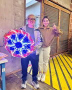 Philippines Christmas Capiz Parol Lantern Star USA Design 2 (Tala) - Red / White / Blue LED Show - Size 24" / 2 KG / 110 V (USA2)