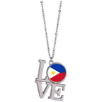 Philippine Flag "LOVE" Letter Pendant Necklace Jewelry - High Quality Zinc Alloy - 36x29.5 mm - 35 G