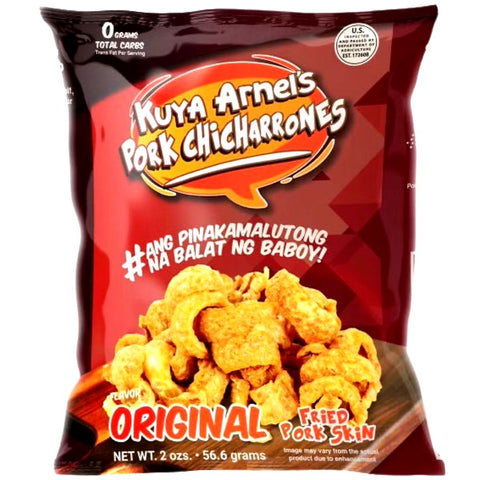 Kuya Arnel's - Pork Chicharrones - Original Flavor - Fried Pork Skin - 2 OZ