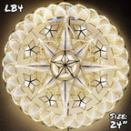 Philippines Christmas Capiz Parol Lantern Star (Tala) - WHITE ONLY LED Show - Size 24" / 2 KG / 110 V (LB4)
