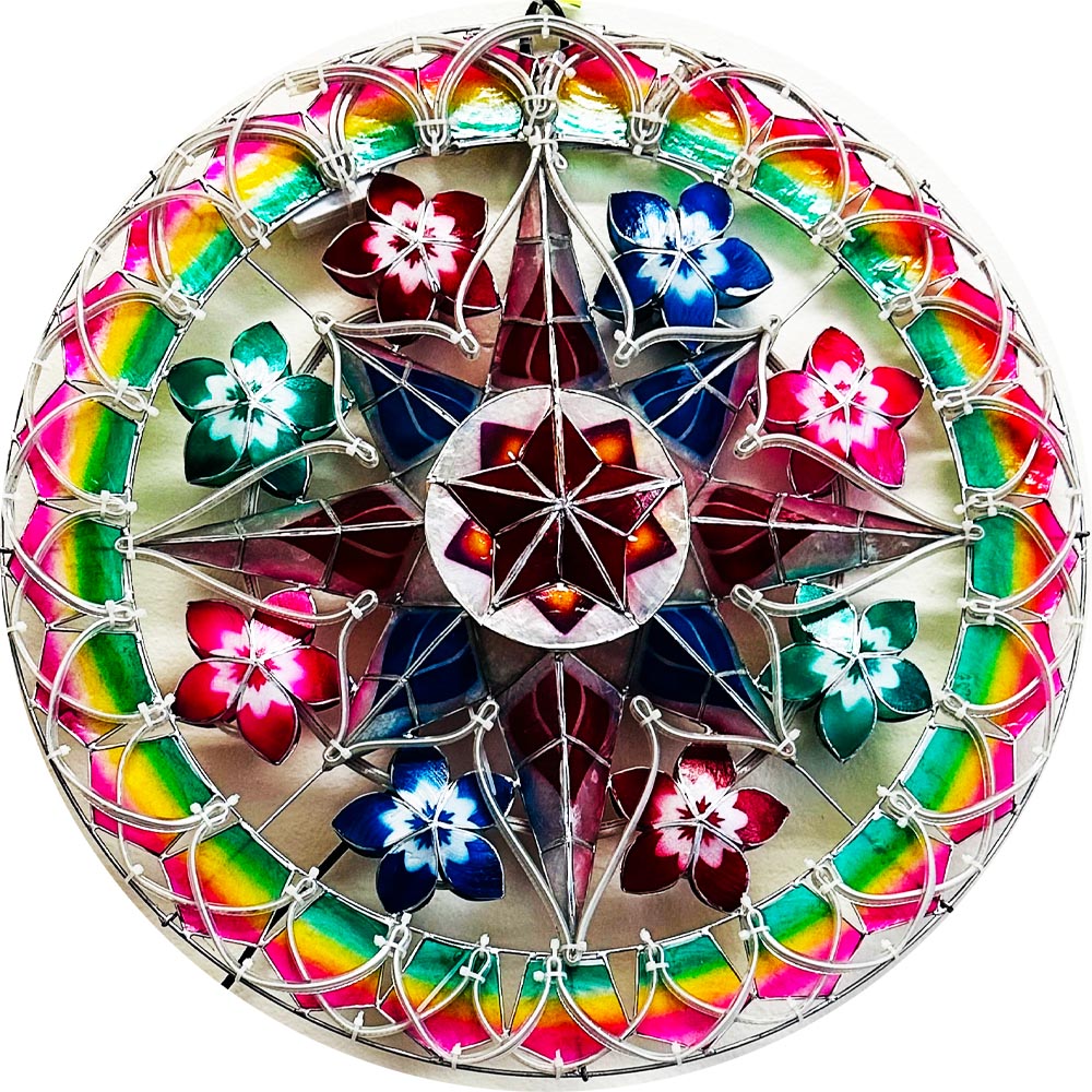 Philippines Christmas Capiz Parol Lantern Star (Tala) - Red / Green / White LED Show - Size 24" / 2 KG / 110 V (LB40)