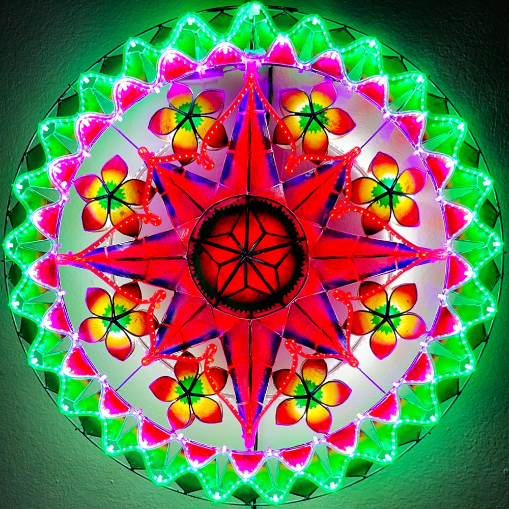 Philippines Christmas Capiz Parol Lantern Star (Tala) -Purple / Red / Green - Size 24" / 2 KG / 110 V (LB9)