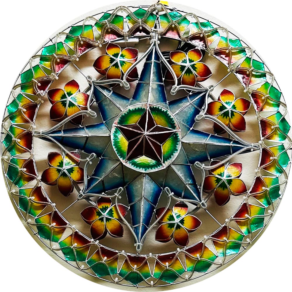 Philippines Christmas Capiz Parol Lantern Star (Tala) -Purple / Red / Green - Size 24" / 2 KG / 110 V (LB9)