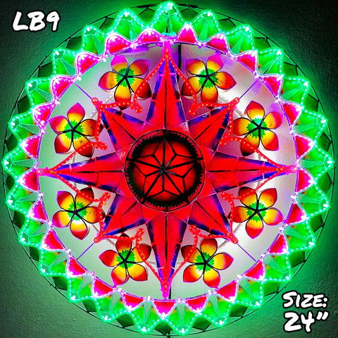 Philippines Christmas Capiz Parol Lantern Star (Tala) -Purple / Red / Green - Size 24