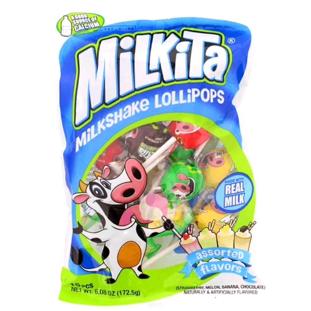Milkita - Milkshake Lollipops - Assorted Flavors - 15 Pieces - 172.5 G