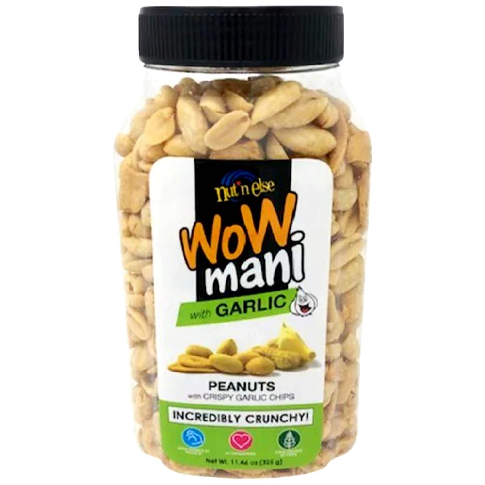 Nut n Else - WoW Mani with Garlic - Peanuts with Crispy Garlic Chips - Incredibly Crunchy! - 325 G